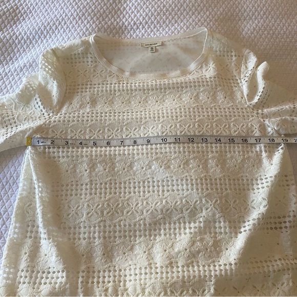 Max Studio Women Semi Sheer Ivory Long Sleeve Eyelet Blouse Size M - Picture 12 of 16